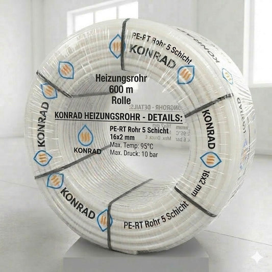 Fußbodenheizungsrohr 16x2 mm 600 m PE-RT 5-Schicht Rohr