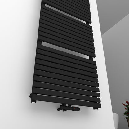 Badheizkörper Handtuchwärmer Paneelheizkörper 1350 Watt FLORA Schwarz