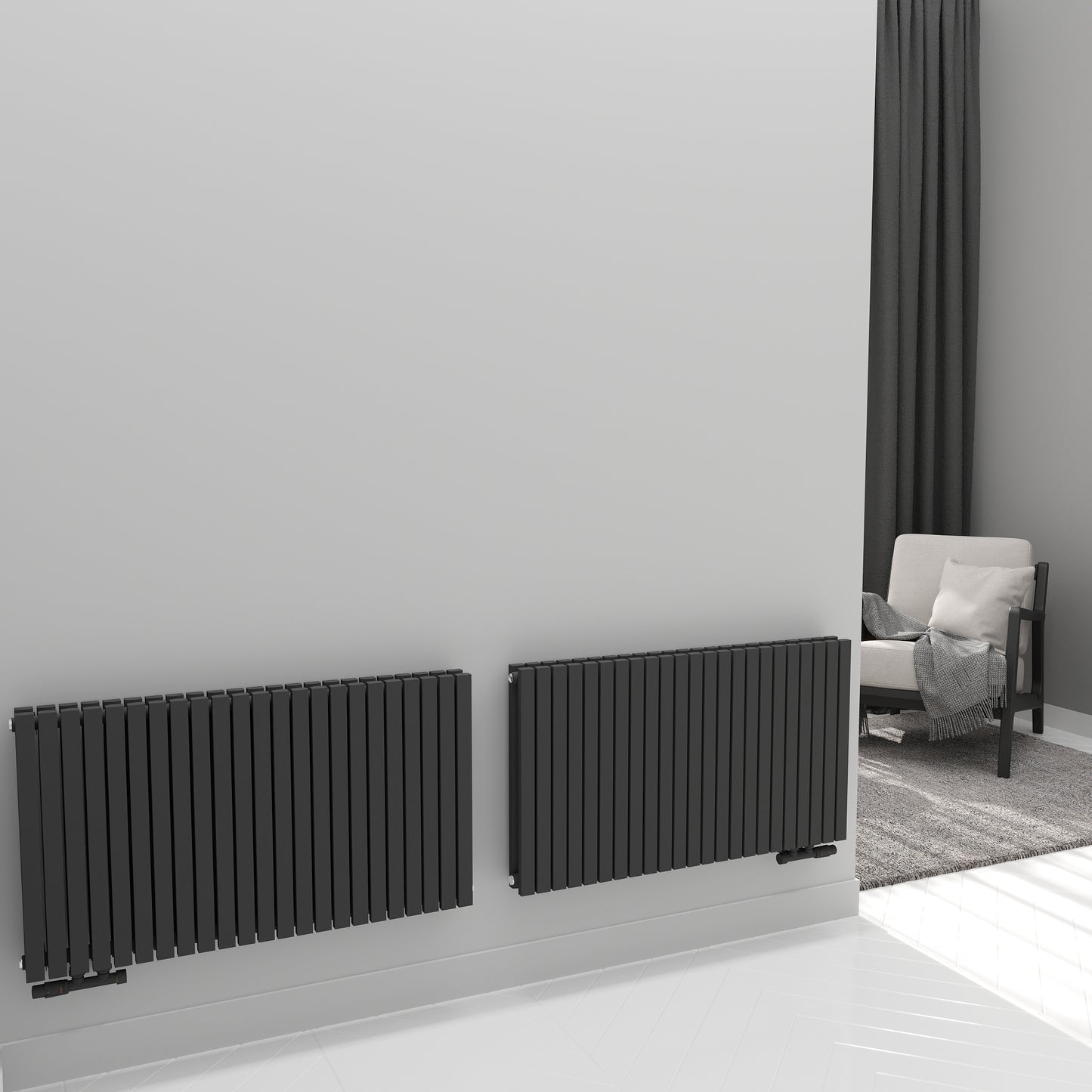 Paneelheizkörper Designheizkörper Horizontal Doppellagig Anthrazit FLORA