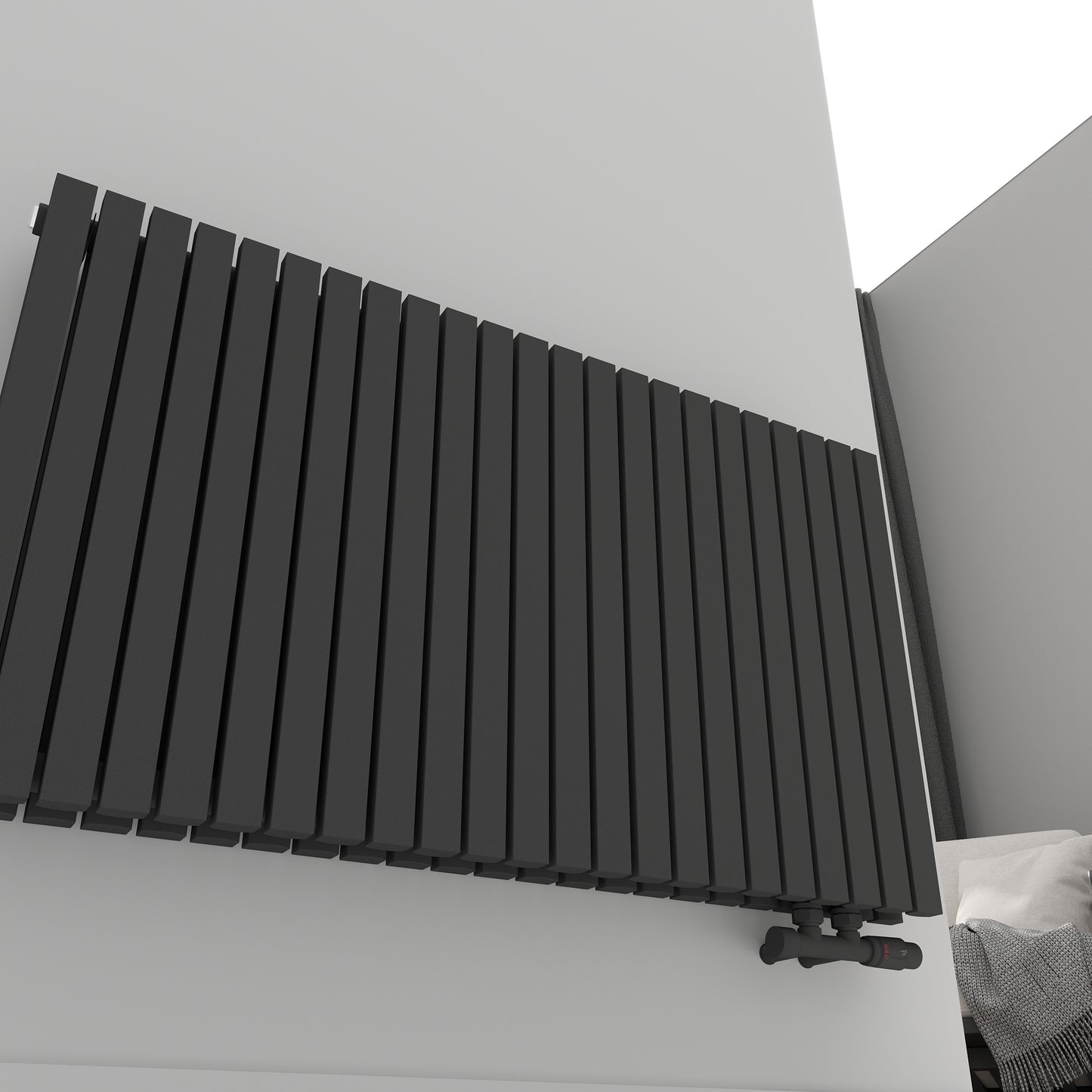 Paneelheizkörper Designheizkörper Horizontal Doppellagig Anthrazit FLORA