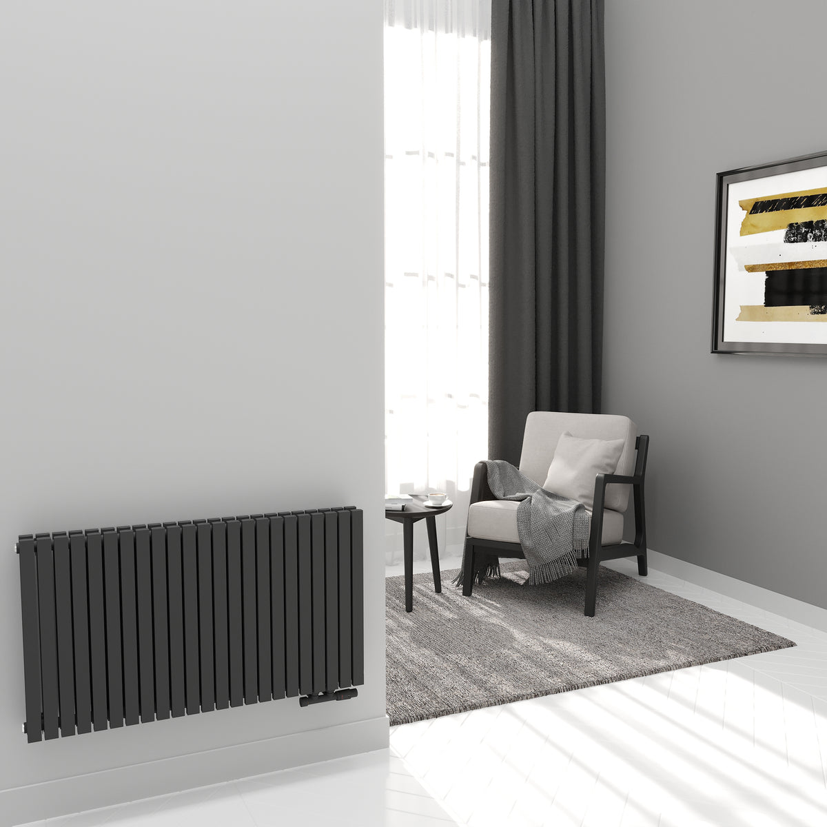 Paneelheizkörper Designheizkörper Horizontal Doppellagig Anthrazit FLORA