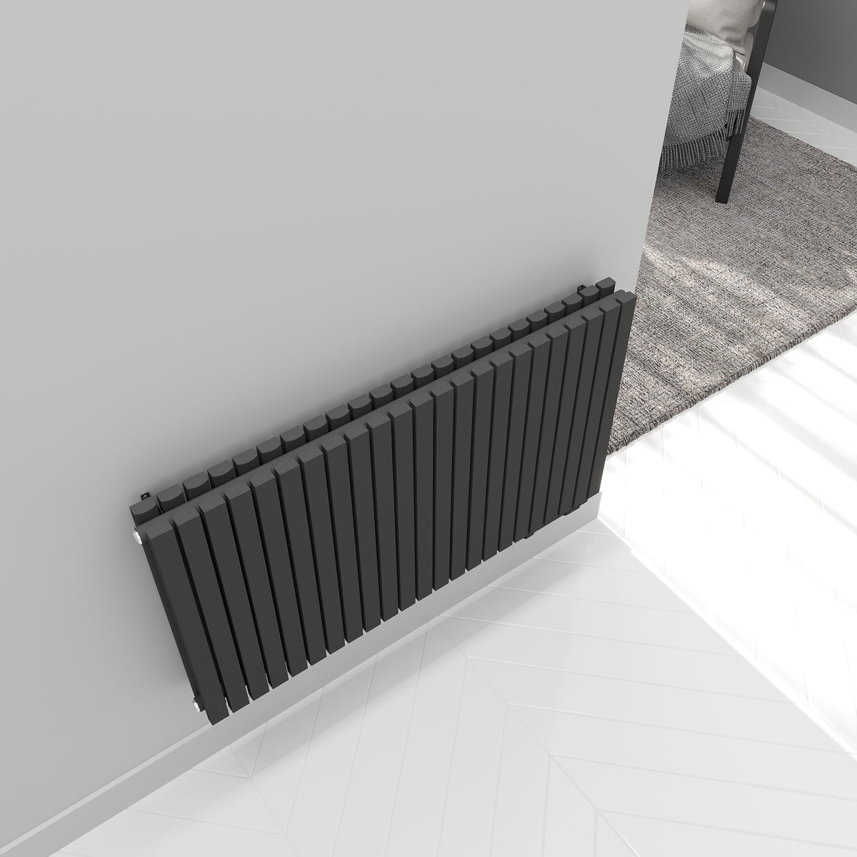 Paneelheizkörper Designheizkörper Horizontal Doppellagig Anthrazit FLORA